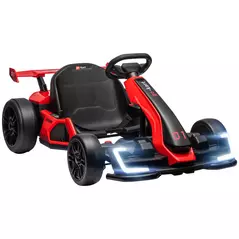 HOMCOM 24V Electric Go Kart for Kids with Adjustable Seat for 6-12 Years, Red - 1