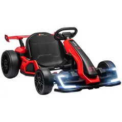 HOMCOM 24V Electric Go Kart for Kids with Adjustable Seat for 6-12 Years, Red - 1