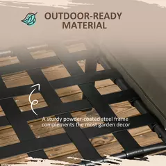 Outsunny 4 Piece Metal Garden Furniture Set with Tempered Glass Coffee Table, Texteline Pocket, Outdoor Set Loveseat Single Armchairs with Padded Cushions, Light Grey - 7