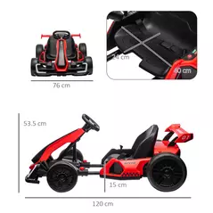 HOMCOM 24V Electric Go Kart for Kids with Adjustable Seat for 6-12 Years, Red - 3