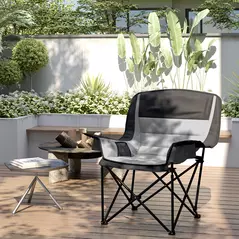 Outsunny Portable Padded Camping Chair, with Bag - Black/Grey - 9