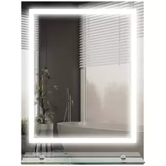 kleankin LED Bathroom Mirror with Lights and Shelf, Illuminated Makeup Mirror, Vanity Mirror with 3 Colour, Smart Touch, Anti-Fog - 1
