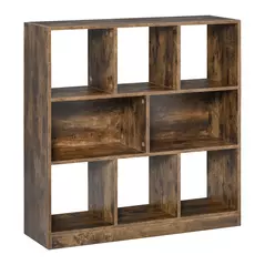 HOMCOM 3-Tier Bookcase, Storage Shelf Unit with Open Compartments, for Living Room, Bedroom, Office, Divider, 97.5 x 30 x 100 cm, Rustic Brown - 1