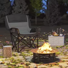 Outsunny Portable Padded Camping Chair, with Bag - Black/Grey - 8