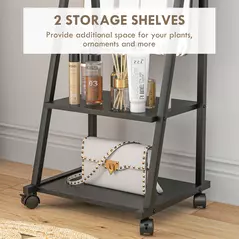 HOMCOM Free Standing Dressing Mirror, Rolling Full Length Mirror on Wheels with Adjustable Angle, Storage Shelves for Bedroom - 5