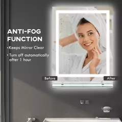 kleankin LED Bathroom Mirror with Lights and Shelf, Illuminated Makeup Mirror, Vanity Mirror with 3 Colour, Smart Touch, Anti-Fog - 6
