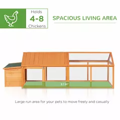 PawHut Wooden Chicken Coop with Nesting Box, Openable Roof, for 4-8 Chickens - 4