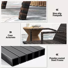 Outsunny Reclining Rattan Lounger, with Extending Footrest - Brown - 7