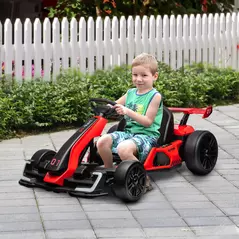 HOMCOM 24V Electric Go Kart for Kids with Adjustable Seat for 6-12 Years, Red - 2