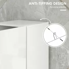 kleankin Multi-Storage Slim Bathroom Cabinet - High Gloss White - 6