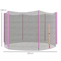 SPORTNOW 8ft Trampoline Net Replacement with 6 Plastic Pole Covers, Weather-Resistant Trampoline Netting Replacement with Zipped Entrance, Poles Not Included, Pink - 3
