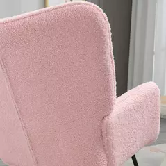 HOMCOM Soft Fleecey Rocking Wingback Chair - Pink - 8