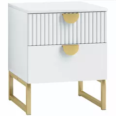 HOMCOM Elegant Two-Drawer Bedside Table - White - 1