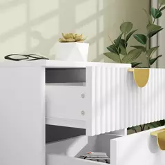 HOMCOM Elegant Two-Drawer Bedside Table - White - 9