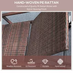 Outsunny Outdoor PE Rattan Sun Lounger Set of 2, Wicker Chaise Recliner Garden Chair with 5-Level Adjustable Backrest and 2 Wheels, Cream White - 6