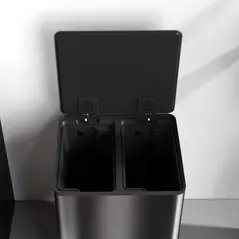 HOMCOM 60L Dual Compartment Stainless Steel Bin, with Deodoriser Holders - Black - 9