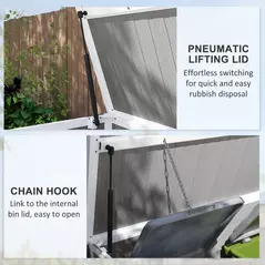 Outsunny 4.7 x 2.5FT Garden Shed, Double Bin Storage Shed with Lockable Doors, Outdoor Small Shed with Openable Lid for 2 Trash Cans, Garden Tools, Grey - 5