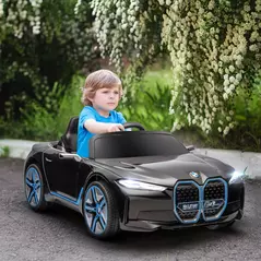 HOMCOM BMW i4 Licensed 12V Kids Electric Ride-On Car, with Remote Control, Portable Battery, Music, Horn, Headlights - Black - 2