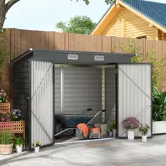Outsunny 3.7 x 7.9ft Galvanised Steel Shed, with Latched Door and Padlock - Grey - 2