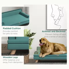 PawHut Dog Sofa, with Wooden Legs, Water-Resistant Fabric, for Medium & Large Dogs - Green - 6