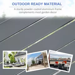 Outsunny 6-Piece Aluminium Garden Furniture Set with Fire Pit Table, Outdoor Dining Sofa Set with Cushions, Loveseats and Footstools, Sectional Corner Conservatory Furniture for Patio, Grey - 7