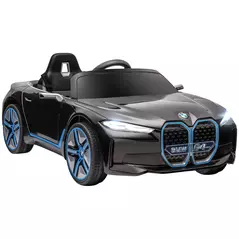 HOMCOM BMW i4 Licensed 12V Kids Electric Ride-On Car, with Remote Control, Portable Battery, Music, Horn, Headlights - Black - 1
