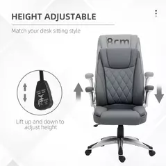 Vinsetto Faux Leather Executive Swivel Office Chair - Dark Grey - 4