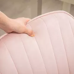 HOMCOM Velvet-Feel Tub Office Chair, with Seat Cushion - Pink - 8