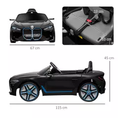 HOMCOM BMW i4 Licensed 12V Kids Electric Ride-On Car, with Remote Control, Portable Battery, Music, Horn, Headlights - Black - 3