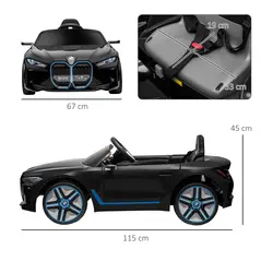 HOMCOM BMW i4 Licensed 12V Kids Electric Ride-On Car, with Remote Control, Portable Battery, Music, Horn, Headlights - Black - 3