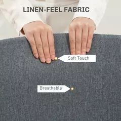 HOMCOM Armless Computer Desk Chair, Fabric Swivel Office Chair, Makeup Vanity Chair with Height Adjustable, Wheels, for Home Study Bedroom, Grey - 5