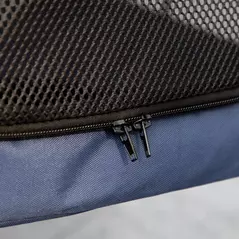 PawHut Dog Pram Dog Stroller 4 Wheels Pet Pushchair with Rolling Door, Cushion, Safety Leashes, for Small and Medium Breeds, Dark Blue - 9