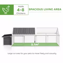 PawHut Wooden Chicken Coop with Nesting Box, Openable Roof, for 4-8 Chickens, White - 4