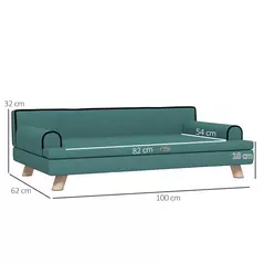 PawHut Dog Sofa, with Wooden Legs, Water-Resistant Fabric, for Medium & Large Dogs - Green - 3