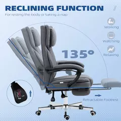 HOMCOM High Back Computer Desk Chair, Executive Office Chair with Adjustable Headrest, Footrest, Reclining Back, Dark Grey - 5
