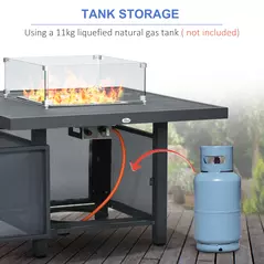 Outsunny 6-Piece Aluminium Garden Furniture Set with Fire Pit Table, Outdoor Dining Sofa Set with Cushions, Loveseats and Footstools, Sectional Corner Conservatory Furniture for Patio, Grey - 5