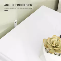 HOMCOM Elegant Two-Drawer Bedside Table - White - 7