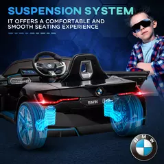 HOMCOM BMW i4 Licensed 12V Kids Electric Ride-On Car, with Remote Control, Portable Battery, Music, Horn, Headlights - Black - 7