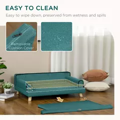 PawHut Dog Sofa, with Wooden Legs, Water-Resistant Fabric, for Medium & Large Dogs - Green - 5