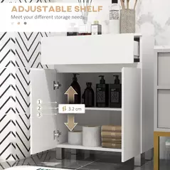 kleankin Freestanding Bathroom Cabinet, High Gloss Storage Cabinet with Doors and Adjustable Shelf, 60 x 30 x 80 cm, White - 5