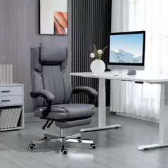 HOMCOM High Back Computer Desk Chair, Executive Office Chair with Adjustable Headrest, Footrest, Reclining Back, Dark Grey - 2