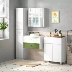 kleankin Freestanding Bathroom Cabinet, High Gloss Storage Cabinet with Doors and Adjustable Shelf, 60 x 30 x 80 cm, White - 9