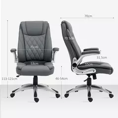 Vinsetto Faux Leather Executive Swivel Office Chair - Dark Grey - 3