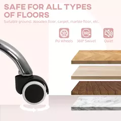 HOMCOM Velvet-Feel Tub Office Chair, with Seat Cushion - Pink - 7