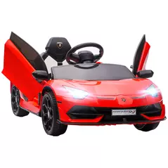 HOMCOM Lamborghini Licensed 12V kids Electric Car w/ Butterfly Doors, Remote, Music, Horn, Suspension - Red - 1