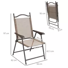 Outsunny Set of Two Folding Garden Chairs, with Fabric Mesh Seats - Mixed Brown - 3