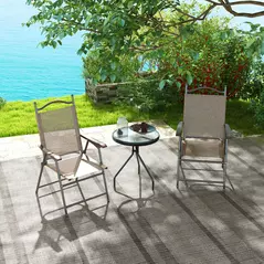 Outsunny Set of Two Folding Garden Chairs, with Fabric Mesh Seats - Mixed Brown - 2