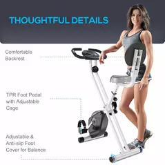 HOMCOM Folding Exercise Bike, Fitness Bicycle Indoor Trainer, 8-Level Magnetic Resistance Adjustable, with LCD Monitor, Pulse Sensor, Grey - 7