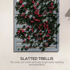 Outsunny Wall Mounted Plant Stands Set of 2, Fir Wood Flower Stand with Shelves and Slatted Trellis for Patio, Balcony, Porch - 5