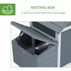 PawHut Small Chicken Coop with Run Hen House Poultry Coops Cages Nesting Box Grey 150.5 x 54 x 87cm - 6